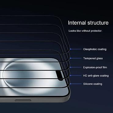 Zaštitne folije i stakla za telefone: Zastitno staklo Nillkin 3D CP+Max za iPhone 16 6.1 crni. Uz brzu — 6