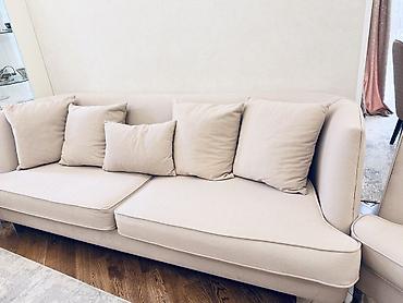 Divan və kreslo dəstləri: Bej rəngli yumşaq mebel dəsti - Komplekt: 3 nəfərlik divan + 2 ədəd — 5