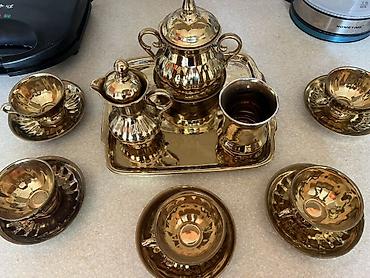 podnos: Çay dəsti, rəng - Qızılı, Metal, 6 nəfərlik — 5