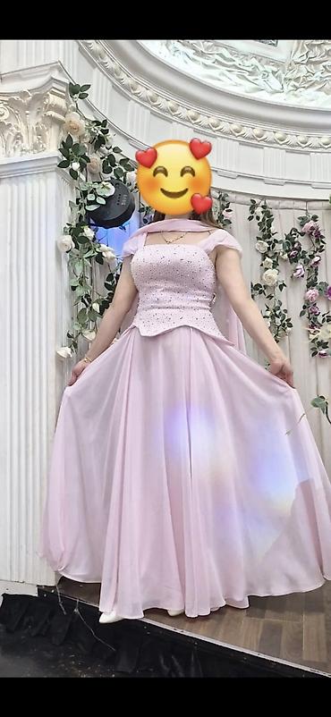 firyus gence: Zərif açıq çəhrayı rəngdə ziyafət/libas. - Model: A-kəsim, uzun — 1