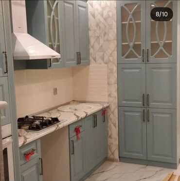 Sifarişlə mətbəx mebeli: Sifarişlə mətbəx dəsti, Özü çəkən petlələr, Parlaq laminat, Kredit yoxdur, Ödənişli çatdırılma — 16