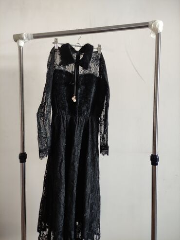 прозрачное кружевное платье: Вечернее платье, А-силуэт, С рукавами, M (EU 38), L (EU 40)