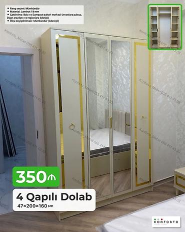 Dolablar: 4 qapılı geyim dolabı Ölçü: 47×200×160 sm Material: 18 mm laminat — 1