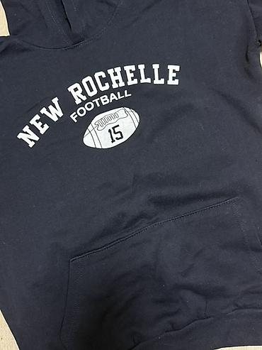 15 sadə: Goy kapüşonlu sweatshirt – “NEW ROCHELLE FOOTBALL” printi ilə - Rəng — 2