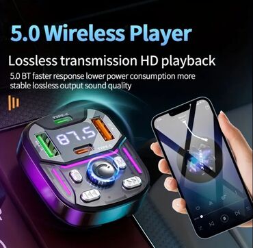 Мониторы: Məhsul: Avtomobil üçün 5.0 Wireless Player – FM transmitter və