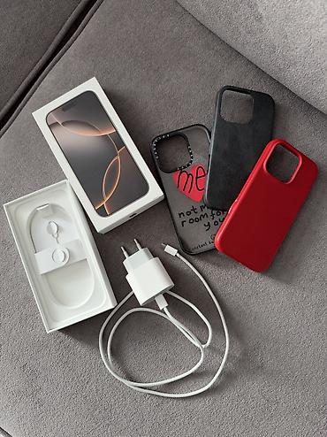 iphone xt: IPhone 16 Pro, Б/у, 128 ГБ, Desert Titanium, Зарядное устройство, Чехол, Кабель, 90 % — 3