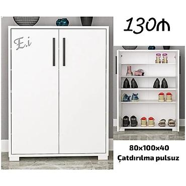 koridor ucun dolap: Ağ rəngli ayaqqabılıq şkafı - Ölçülər: 80×100×40 sm - 2 qapılı dizayn — 1