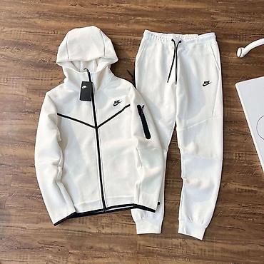 nike x cav empt: Спортивный костюм Nike (верх + брюки), белый - Модель: худи на молнии — 1