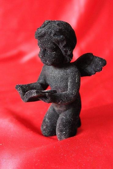 Figure: STARA FIGURA CRNI ANĐEO, GIPS I PLIŠ, RARITET | Stara drvena figura — 3