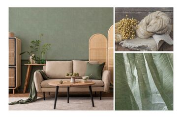 Флизелиновые обои: Страна производства: Россия, Вид принта: Без принта, цвет - Зеленый, Новые — 6