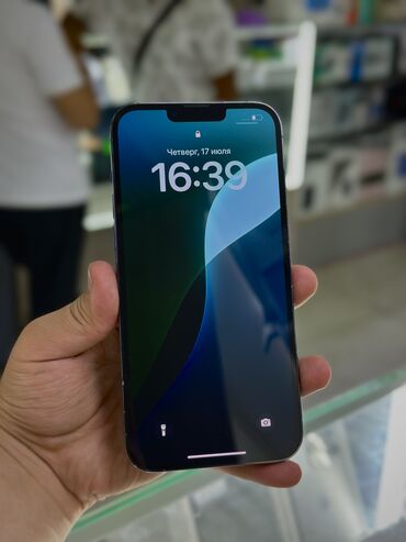 литий железофосфатные аккумуляторы: IPhone 13 Pro Max, Колдонулган, 256 ГБ, Sierra Blue, Коргоочу айнек, Каптама, Куту, 89 %