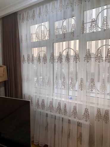 Pərdə və tüllər: İşlənmiş, Tül, rəng - Qəhvəyi, Pulsuz çatdırılma — 4