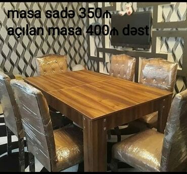 kafe stol stullari: Qonaq otağı üçün, Açılan, Dördbucaq masa, 6 stul, Azərbaycan