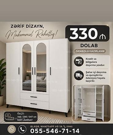 Düz dolab, Yataq otağı üçün, Paltar üçün, Açılan, Korpuslu, 4 qapılı