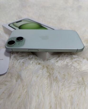 купить телефон в кредит без первого взноса: IPhone 15, Б/у, 128 ГБ, Зеленый, Зарядное устройство, Защитное стекло, Чехол, 90 %