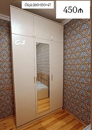 qardirob: Məhsul: Geniş qapılı paltar dolabı Ölçü: 260 × 150 × 47 sm Qiymət — 1