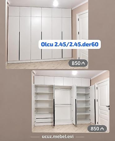 Ağ rəngdə müasir üç bölməli qarderob şkafı - Ölçü: 2.45 m (eni) × lalafo.az -da Ağ rəngdə müasir üç bölməli qarderob şkafı - Ölçü: 2.45 m (eni) ×