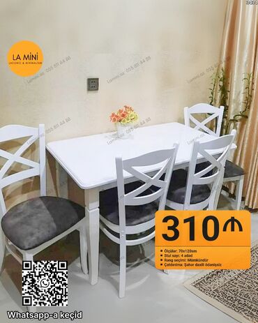 divar kağızları metbex aboylari: Mətbəx üçün, Açılmayan, Dördbucaq masa, 4 stul