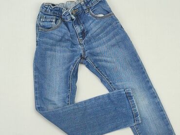 jeansy tapered fit: Spodnie jeansowe, 7 lat, 116/122, stan - Dobry