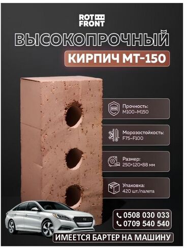 глиняный горшок: Кирпич высокопрочный MT-150 ROT FRONT - Марка прочности: M100–M150