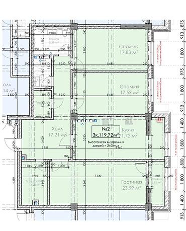 3комн: 3 комнаты, 119 м², АУЦА Элитка, 1 этаж, ПСО (под самоотделку) — 1