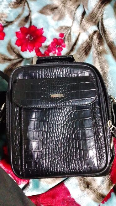 Визитницы: Мужская сумка через плечо BUTUN, черная, фактура под крокодила — 11