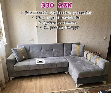 Мебель для дома: Künc divan – açılan və bazalı model - Qiymət: 330 AZN (şəkildə — 1