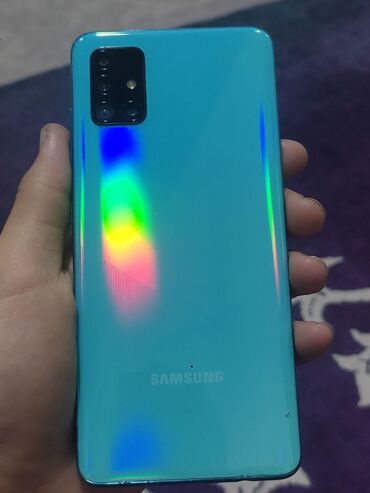 подставка для телефона: Samsung Galaxy A51, Б/у, 64 ГБ, цвет - Голубой, 2 SIM