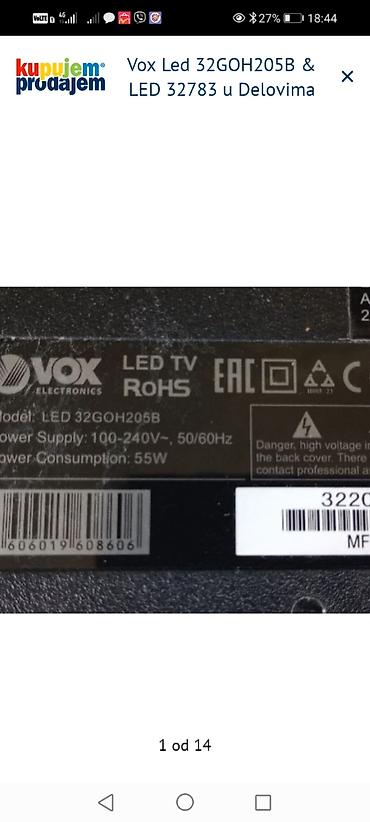 Aksesoari za TV i video: Vox LED televizori za delove – modeli LED 32GOH205B i LED 32783 — 2