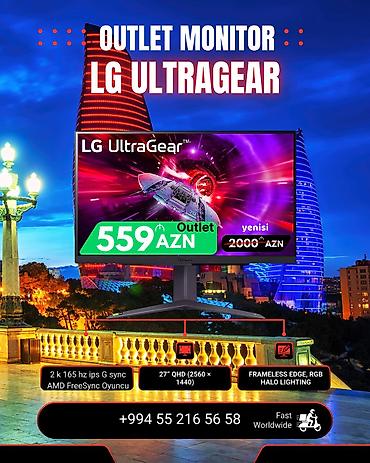 dvd manitor: LG UltraGear 2k 165 hz G - Sync oyun monitoru azerbaycan bakı Qutusu — 1