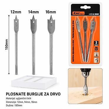 KMT Za drvo burgija trodelni set 9369825 - Tip: pljosnate (spade)