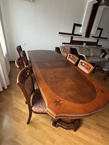 Klassik üslubda iri ölçülü yemək otağı dəsti - Dəst: süfrə masası + 8
