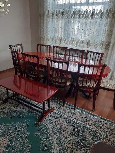 Masa və oturacaq dəstləri: Qonaq otağı üçün, İşlənmiş, Açılan, Oval masa — 7