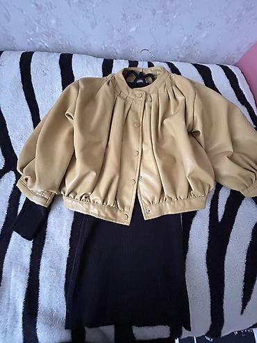 bahar qızı geyimi: Qız uşağı üçün qısa dəri görünümlü jaket - Rəng: açıq karamel/bej - — 3