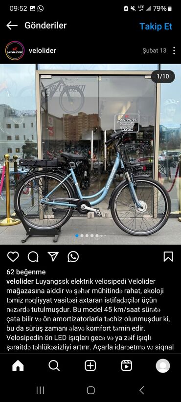asma mühərrikli velosiped nədir: İşlənmiş Elektrik velosipedi 28", sürətlərin sayı: 7, 750 < Vt, Ünvandan götürmə, Ödənişli çatdırılma, Rayonlara çatdırılma