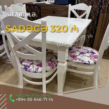 Masa və oturacaq dəstləri: Mətbəx üçün, Yeni, 4 stul