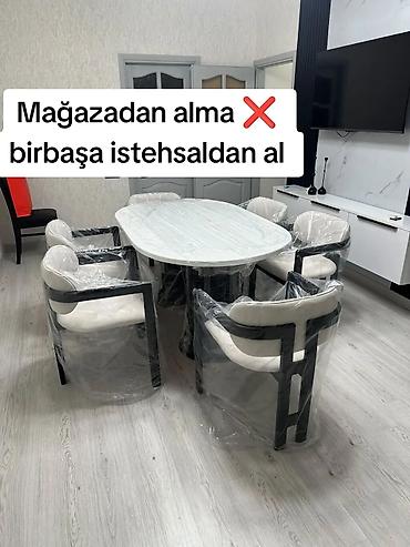 Qonaq otağı üçün, Yeni, Açılmayan, Oval masa, 6 stul