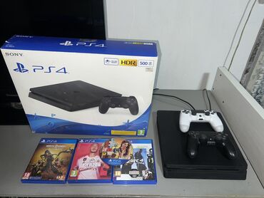 плейстейшен 4 слим 1 тб: Продаю ps 4 slim 500gb не прошитая, игры на фото в подарок к приставке