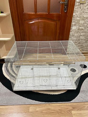 quş yuvasi: Böyük ölçülü quş qəfəsi - Material: möhkəm metal tor, ağ rəng - — 1