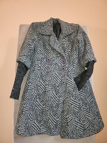kaftan: Elegantni ženski kaput/pončo kroja A-linije, sivo-crni, sa — 1