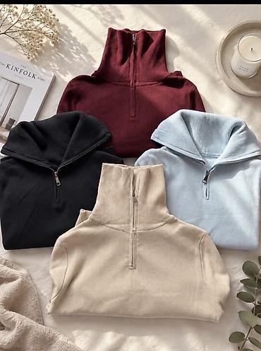 Кофты, свитеры: Полувер/свитшот с высоким воротником на молнии (half-zip) - — 1