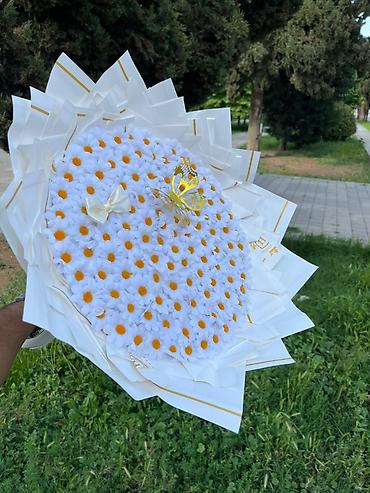 kol bitkiləri: Buket – mini çobanyastığı kompozisiyası - Həcmi böyük, dairəvi forma — 1