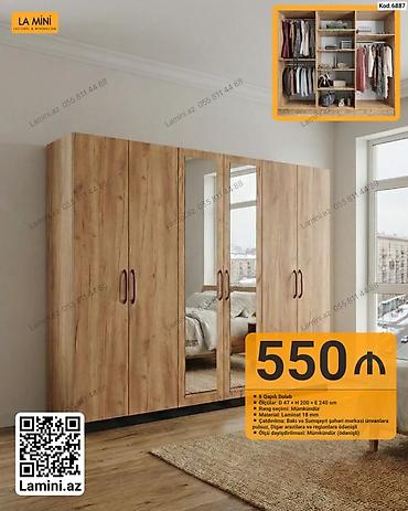 6 qapılı geyim dolabı - Ölçü: D 47 × H 200 × E 240 sm - Rəng seçimi