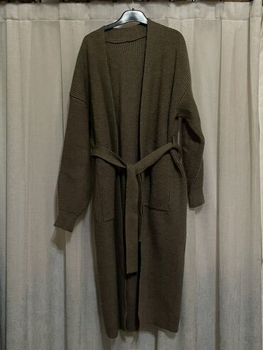 ГАЗ: YeniUzun trikotaj kardiqan – qəhvəyi/khaki rəngdə - Model: açıq önlü
