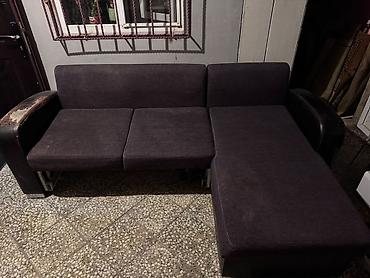 Divanlar: Künc divanı – L formalı, sağ tərəfli şezlonqlu model. - Rəng: tünd — 1