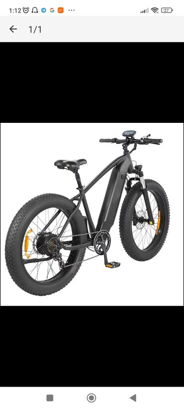 электро сукутер: AZ - Electric bicycle, Башка бренд, Велосипед алкагы L (172 - 185 см), Алюминий, Кытай, Колдонулган