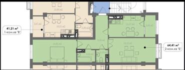 продаётся квартира в токмаке: 2 комнаты, 64 м², Элитка, 2 этаж, ПСО (под самоотделку)