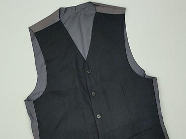 basic t shirt oversize: Męska kamizelka garniturowa w kolorze antracytowym - Krój: klasyczny — 1
