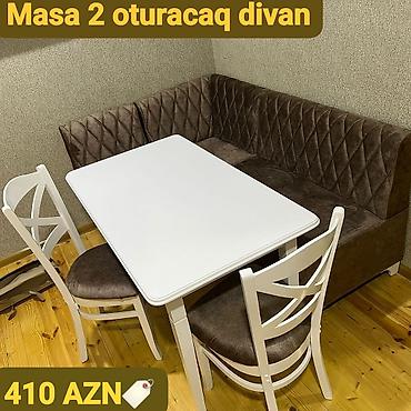 Mətbəx üçün, Yeni, Açılmayan, Dördbucaq masa, 2 stul