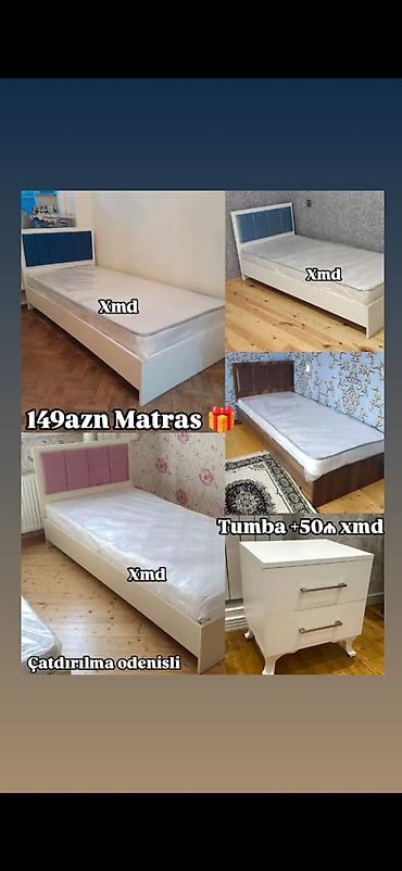 tumbalar: Tək nəfərlik çarpayı dəsti – müxtəlif rəngdə başlıqlar (mavi, qəhvəyi — 1